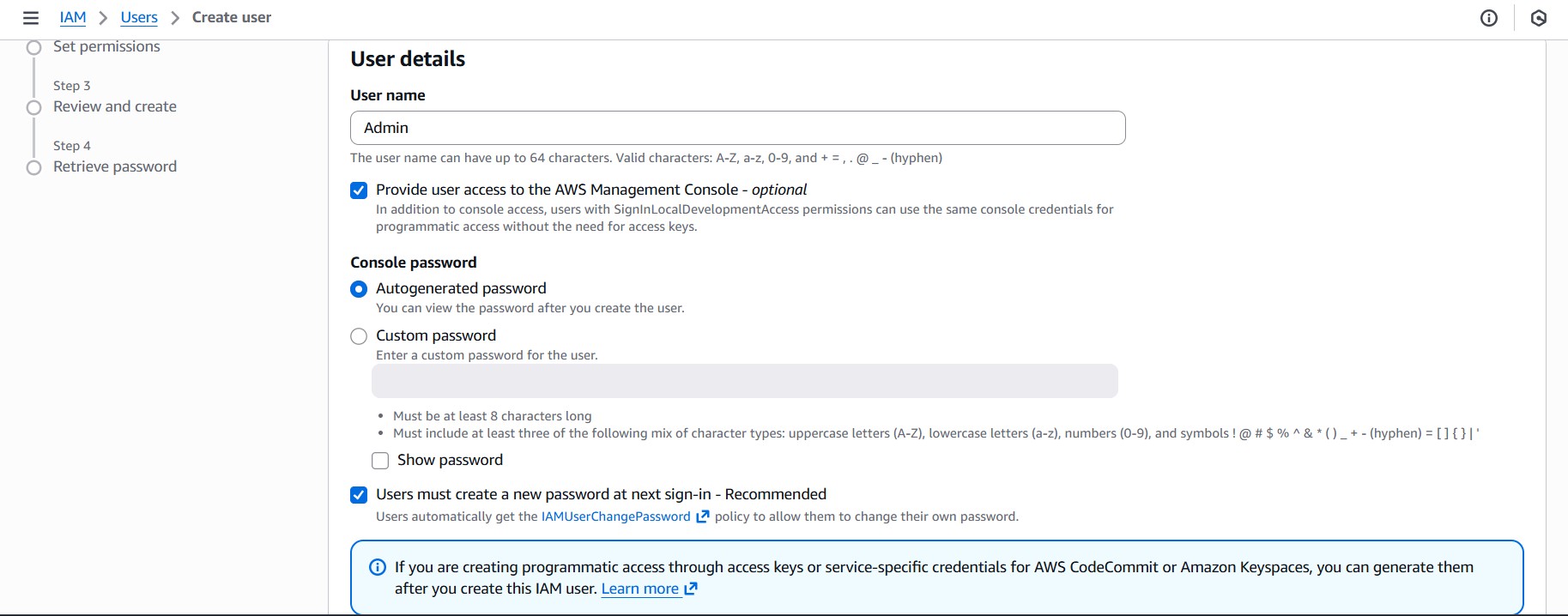 1 1 0iam admin acc setup