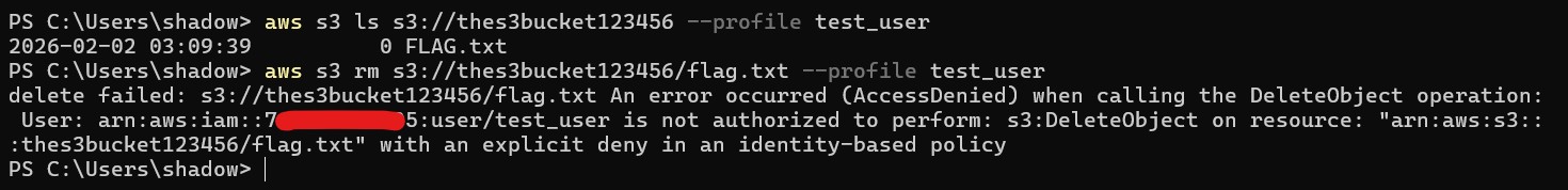 8 test user bucket read confirmed deny exist